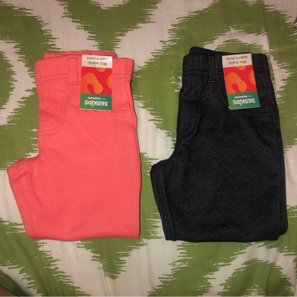 NEW 2pk Girl’s 4 XS Jeggings Long Pants Stretch Legging Solid Black Peach School